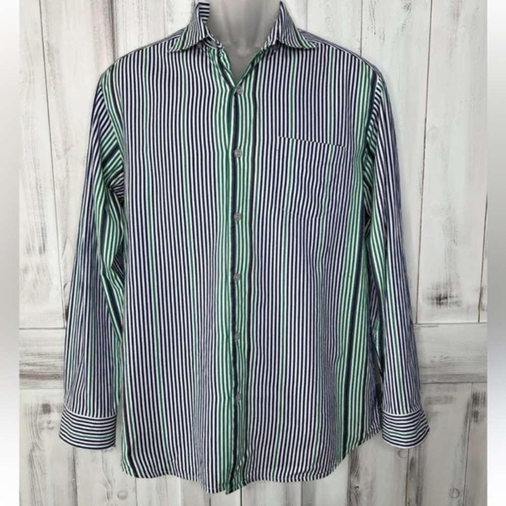 Tommy Bahama Striped Button Down Shirt Sz Mens Large Cotton/Silk Blend Preppy